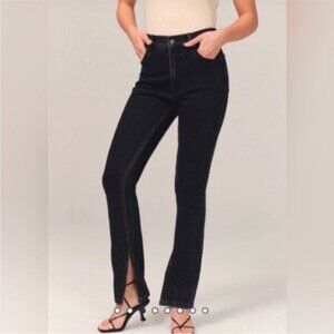 Abercrombie The High Rise black jeans, sz 27/4 split hem